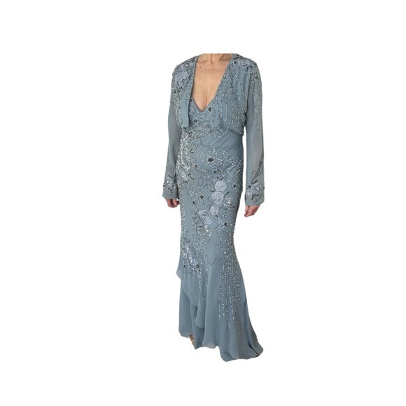 Sue Wong Nocturne Beaded Silk Gown with Jacket Size 8 - Picture 9 of 9